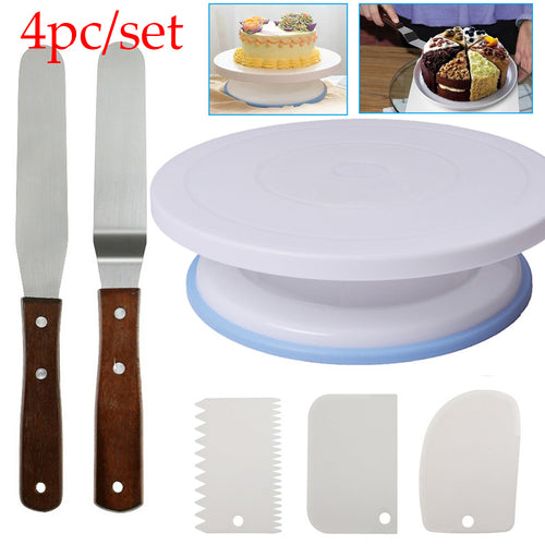 Weetiee Plastic Cake Turntable Rotating Cake Plastic Dough Knife Decorating 10 Inch Cream Cakes Stand Cake Rotary Table Hot Sal