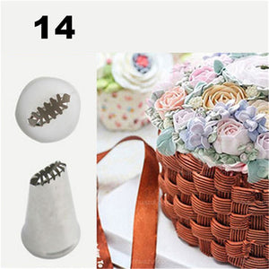 TTLIFE #14 Stainless Steel cake Icing Piping Nozzle Pastry Tips For Sugar Craft Cream Cupcake Decorating Tools Basket Weave Tips