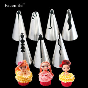 Weetiee 7pcs/set Wedding Russian Nozzles Pastry Puff Skirt Icing Piping Nozzles Pastry Decorating Tips Cake Cupcake Decorator Tool 52051