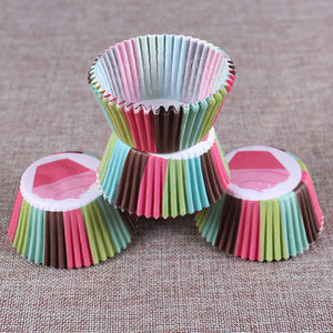Weetiee 100pcs/set Colorful Paper Cake Cup Paper Cupcake Liner Baking Muffin Box Cup Case Party Tray Cake Mold Pastry Decorating Tools