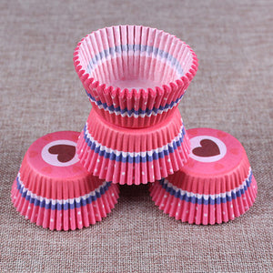 Weetiee 100pcs/set Colorful Paper Cake Cup Paper Cupcake Liner Baking Muffin Box Cup Case Party Tray Cake Mold Pastry Decorating Tools